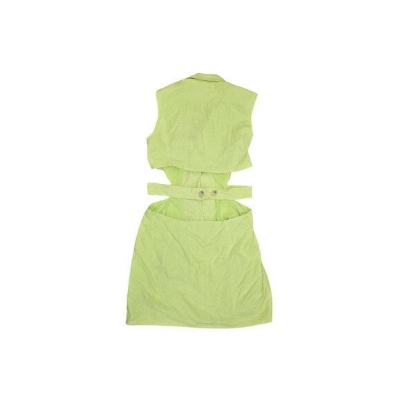 Steve Madden Womens Evan Dress Sunny Lime Collared Sleeveless Button-Front Adjus - Picture 2 of 6
